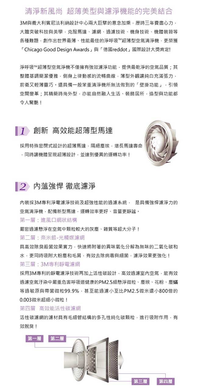 【3M】Slimax 光觸媒抑菌超薄美型空氣清淨機